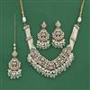 Antique Moti Necklace Set With Mehndi Plating