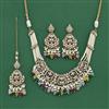 Antique Moti Necklace Set With Mehndi Plating