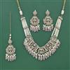 Antique Moti Necklace Set With Mehndi Plating