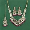 Antique Moti Necklace Set With Mehndi Plating