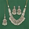 Antique Moti Necklace Set With Mehndi Plating