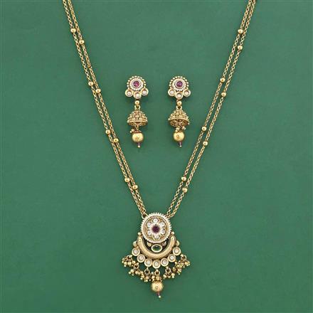 Antique Moti Pendant Set With Gold Plating