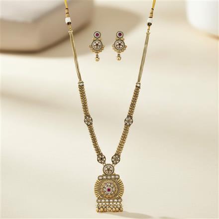Antique Long Necklace Set With Gold Plating