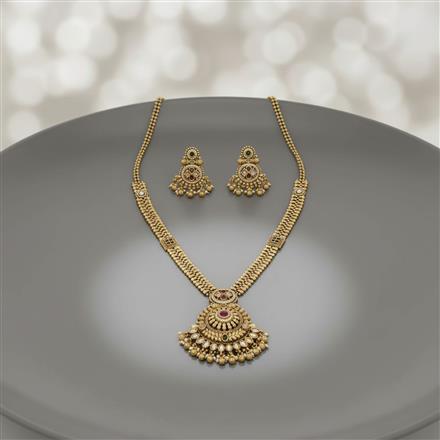 Antique Long Necklace Set With Gold Plating