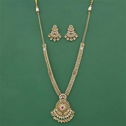 Antique Long Necklace Set With Gold Plating