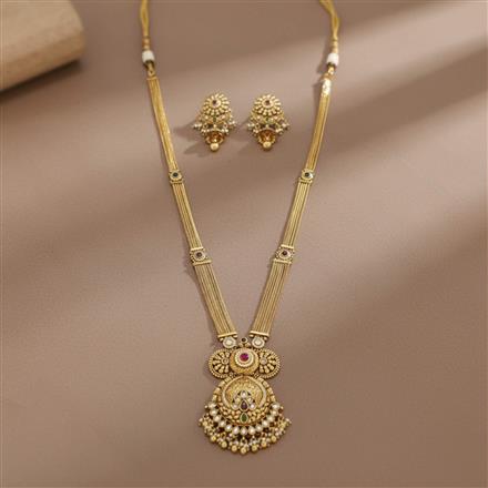 Antique Long Necklace Set With Gold Plating
