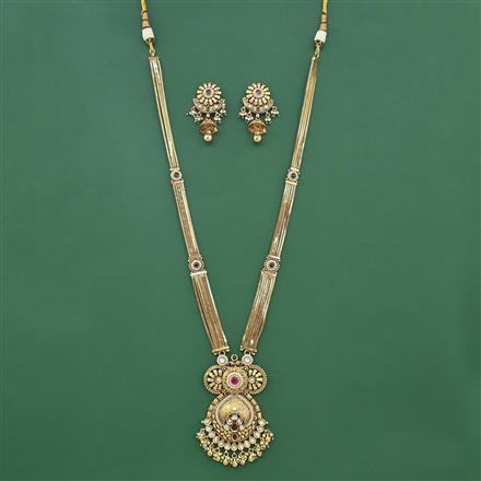 Antique Long Necklace Set With Gold Plating