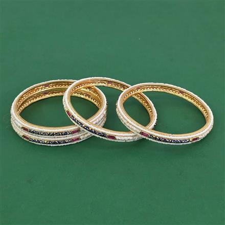 Antique Moti Bangles With Matte Gold Plating