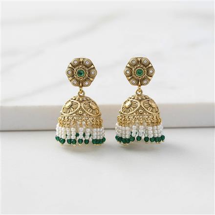 Antique Jhumki With Matte Gold Plating