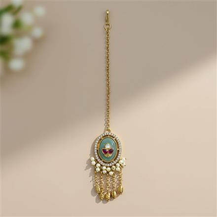 Antique Moti Tikka With Mehndi Plating