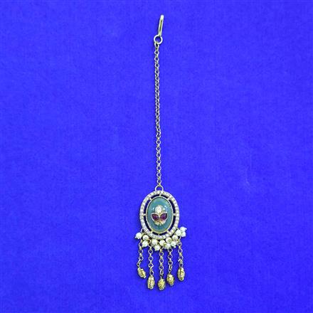 Antique Moti Tikka With Mehndi Plating