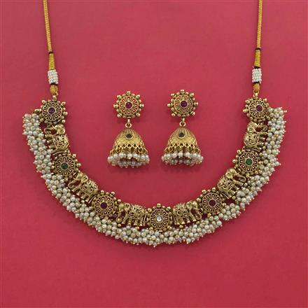 Buy Antique Moti Necklace Set With Matte Gold Plating 229621 | Kanhai ...