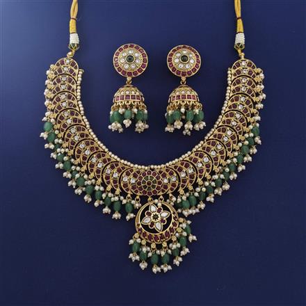 Buy Antique Moti Necklace Set With Matte Gold Plating 229622 | Kanhai ...