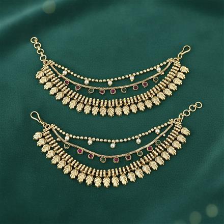 Antique Moti Ear Chain With Gold Plating