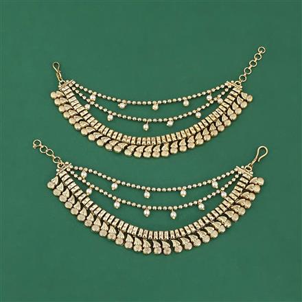 Antique Moti Ear Chain With Matte Gold Plating