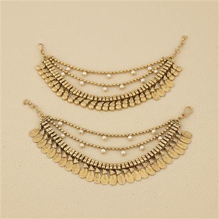Antique Moti Ear Chain With Matte Gold Plating