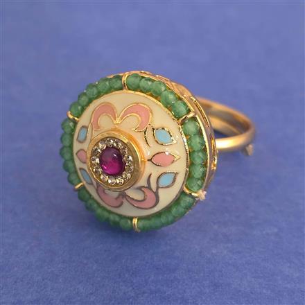 Antique Adjustable Ring With Matte Gold Plating