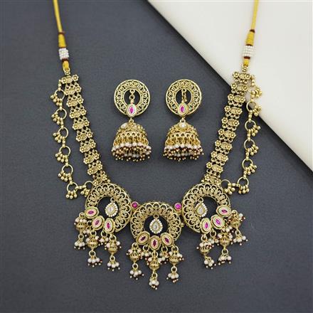 Antique Moti Necklace Set With Gold Plating