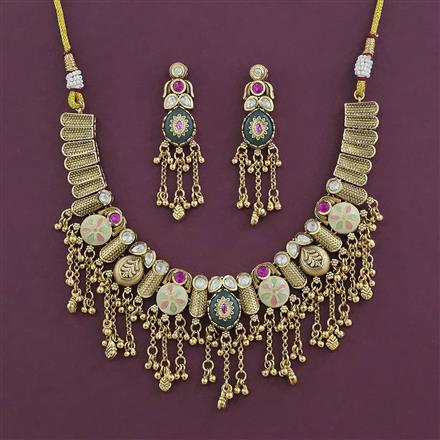 Antique Heritage Necklace With Matte Gold Plating