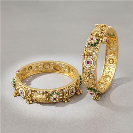 Antique Moti Bangles With Matte Gold Plating