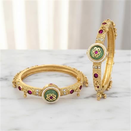 Antique Openable Bangles With Matte Gold Plating