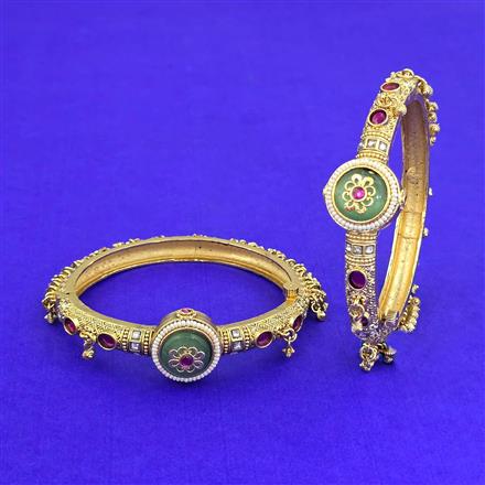 Antique Openable Bangles With Matte Gold Plating