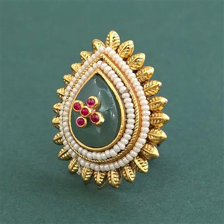 Antique Adjustable Ring With Matte Gold Plating