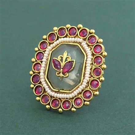 Antique Adjustable Ring With Matte Gold Plating