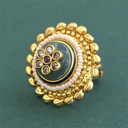Antique Adjustable Ring With Matte Gold Plating