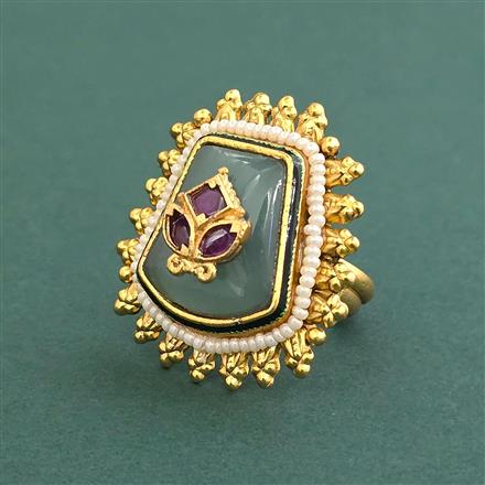 Antique Adjustable Ring With Matte Gold Plating