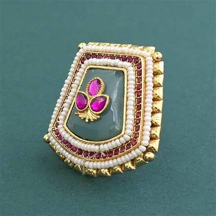 Antique Adjustable Ring With Matte Gold Plating