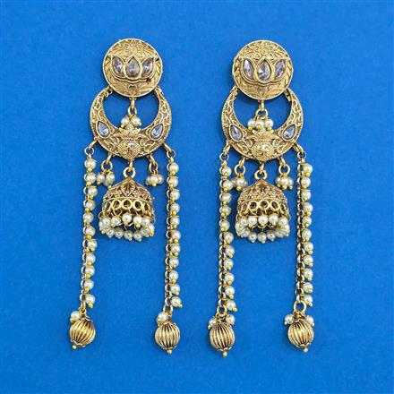 Antique Moti Earring With Mehndi Plating