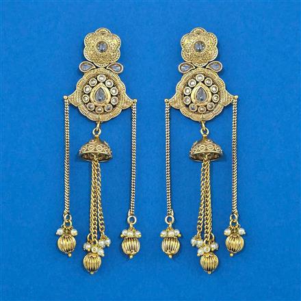 Antique Moti Earring With Matte Gold Plating