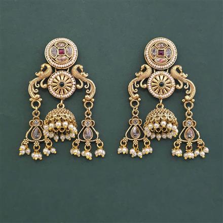 Antique Moti Earring With Matte Gold Plating