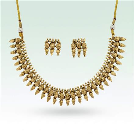 Antique Plain Gold Necklace Set With Gold Plating