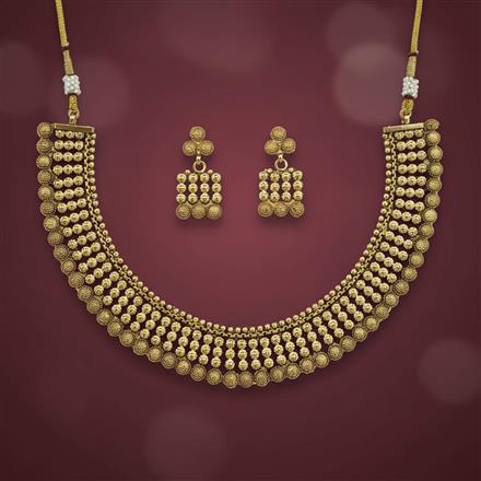 Antique Plain Gold Necklace Set With Gold Plating