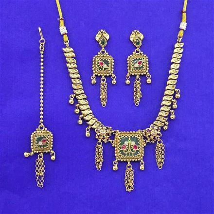 Antique Classic Necklace Set With Matte Gold Plating