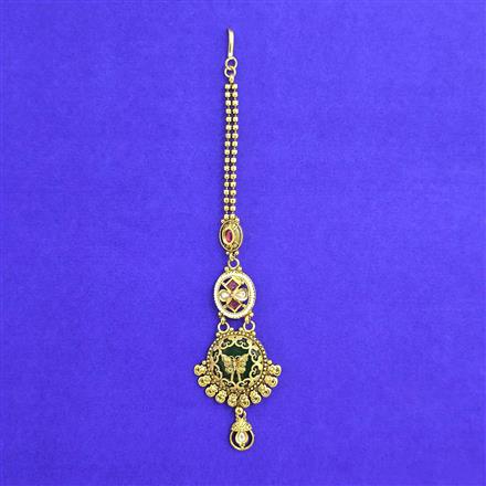 Antique Moti Tikka With Matte Gold Plating