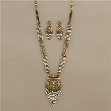 Antique Long Necklace Set With Gold Plating