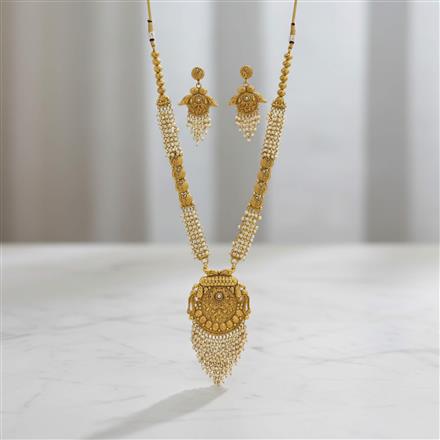 Antique Long Necklace Set With Gold Plating
