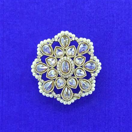 Antique Moti Brooch With Mehndi Plating