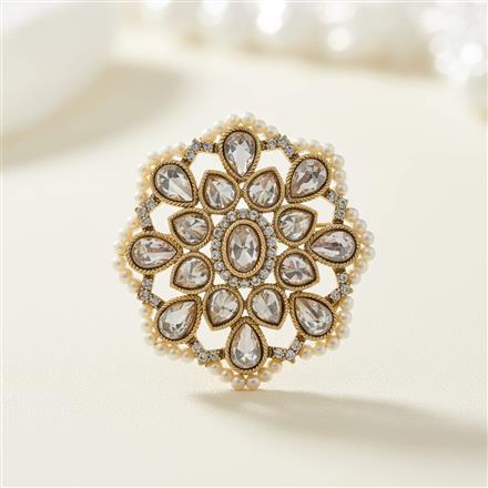 Antique Moti Brooch With Mehndi Plating