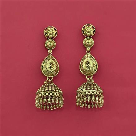 Antique Jhumki With Matte Gold Plating