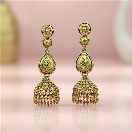 Antique Jhumki With Matte Gold Plating