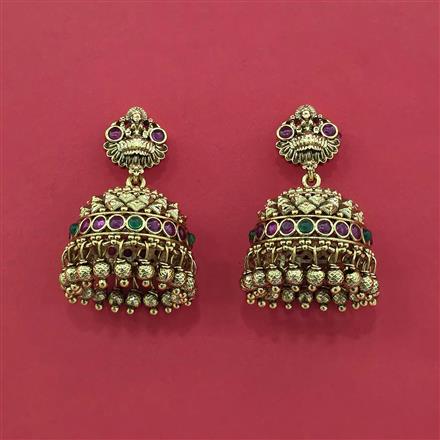 Antique Jhumki With Matte Gold Plating