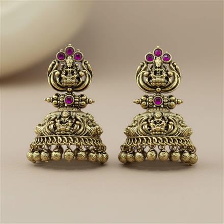 Antique Jhumki With Matte Gold Plating