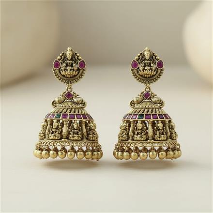 Antique Jhumki With Matte Gold Plating