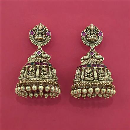 Antique Jhumki With Matte Gold Plating