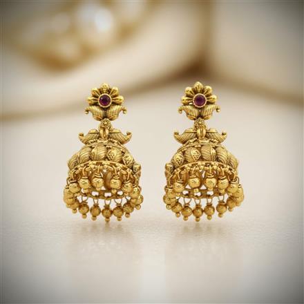 Antique Jhumki With Matte Gold Plating