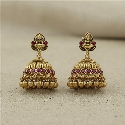 Antique Jhumki With Matte Gold Plating
